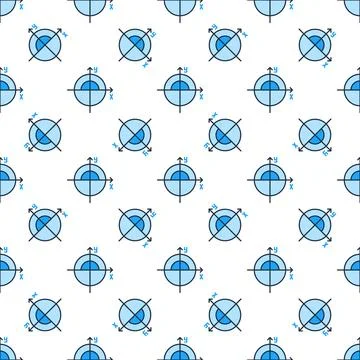 Math Circle vector concept blue simple seamless pattern 스톡 일러스트