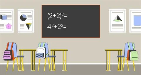 Math classroom cartoon flat illustration Illustrazione stock