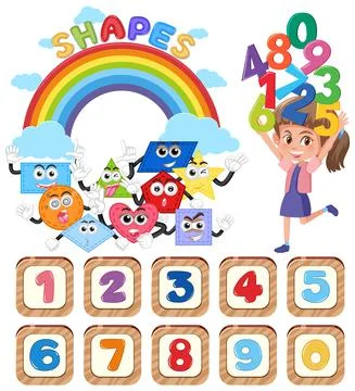 Math classroom objects with supplies and students イラスト素材