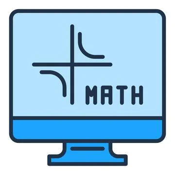 Math Computer vector Mathematics PC concept colored icon or sign Stock Illustration