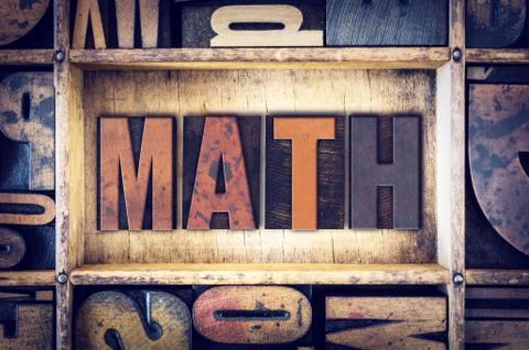Math Concept Letterpress Type Stock Photos