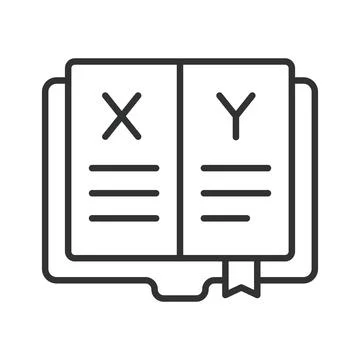 Math Coordinates Book icon in line design. Math, geometry, coordinates, book Stockillustratie