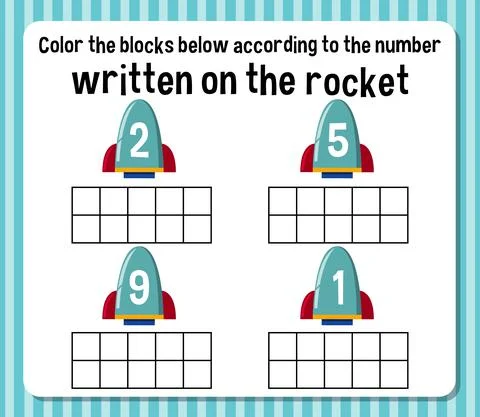 Math count number worksheet Stock Illustration
