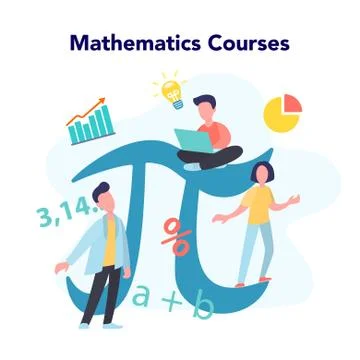 Math course concept. Learning mathematics, idea of education Stock Illustration