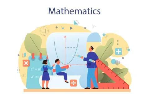 Math course concept. Learning mathematics, idea of education Stock Illustration
