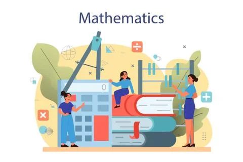 Math course concept. Learning mathematics, idea of education Stock Illustration