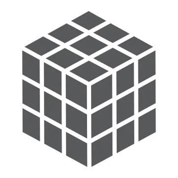 Math cube glyph icon, block and geometric Stock Illustration