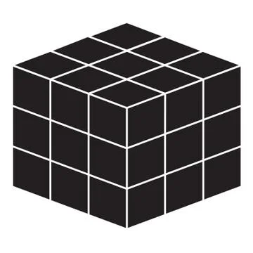 Math cube line icon on white background.cube symbol. block and geometric sign. Stock Illustration