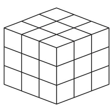 Math cube line icon on white background. block and geometric sign. Stock Illustration