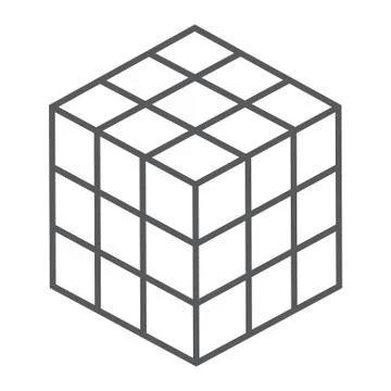Math cube thin line icon, block and geometric Stock Illustration