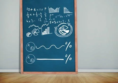 Math diagrams on blackboard Stock Photos