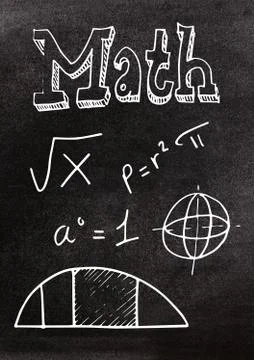Math doodles on blackboard Stock Photos