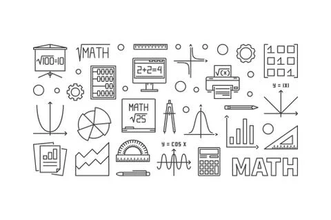 Math education concept horizontal banner 스톡 일러스트
