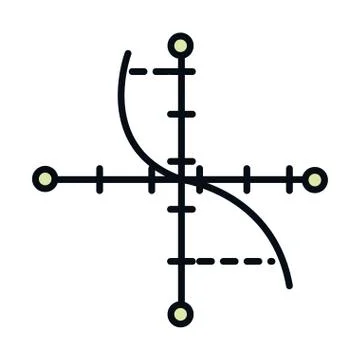 Math education school science cartesian graph line and fill style icon 스톡 일러스트