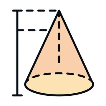 Math education school science geometric figure cone line and fill style icon Illustrazione stock