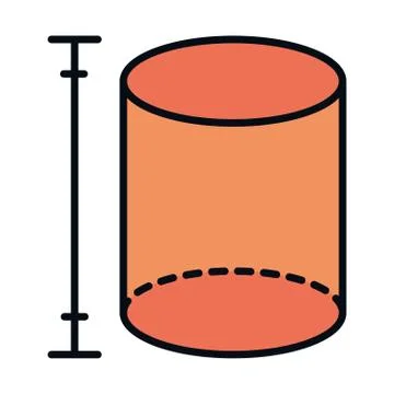 Math education school science geometry cylinder figure line and fill style icon イラスト素材