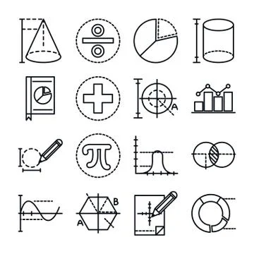 Math education school science icons collection line and style Stock Illustration
