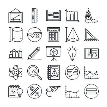 Math education school science icons collection line and style 스톡 일러스트