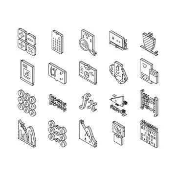 Math education school science isometric icons set vector Illustrazione stock