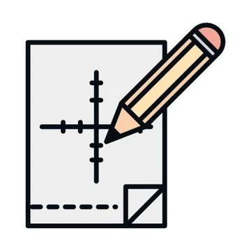 Math education school science paper with drawing cartesian graph line and fill Stock Illustration