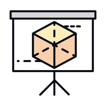 Math education school science presentation board cube figure line and fill style Stock Illustration