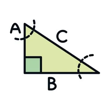 Math education school science right triangle line and fill style icon 스톡 일러스트