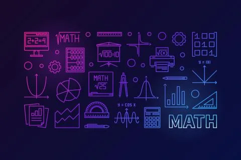 Math education vector colorful horizontal banner 스톡 일러스트