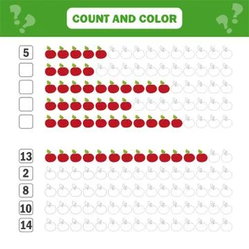 Math educational game for children. Counting equations. Addition worksheet Illustrazione stock