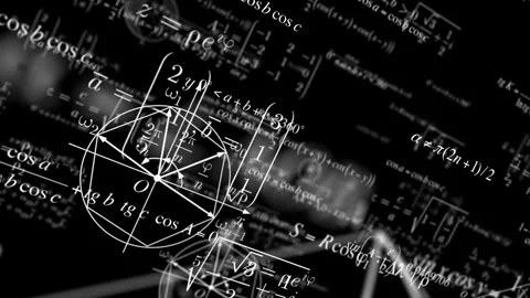 Math equations on black background for luma mask Background.  Stock Footage 305772895