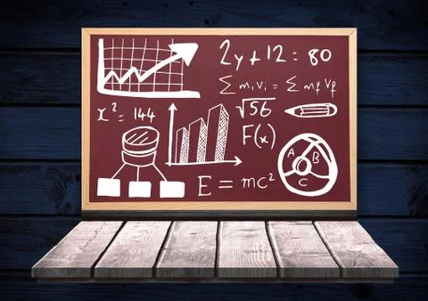 Math equations on blackboard Stock Illustration