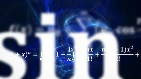 Math equations flying and disappearing in distance Stock Illustration