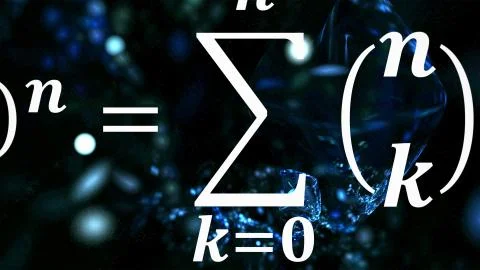 Math equations flying and disappearing in distance Stock Illustration