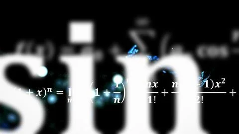 Math equations flying and disappearing in distance Stock Illustration