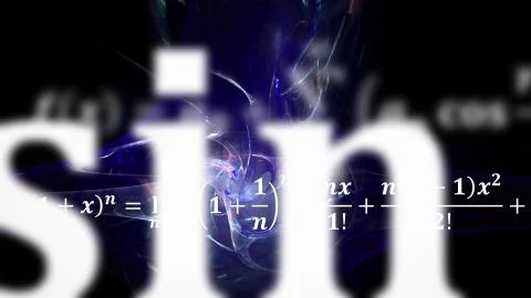 Math equations flying and disappearing in distance Stock Illustration