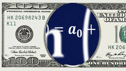 Math equations in frame of 100 dollar bill Stock Footage 96664851