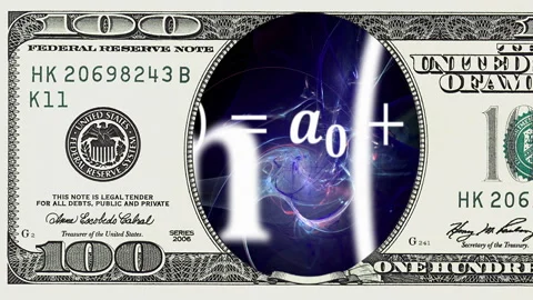Math equations in frame of 100 dollar bill Stock-Footage 96665078