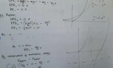 Math equations on a white board Stock Photos