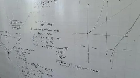 Math equations on a white board Stock Photos