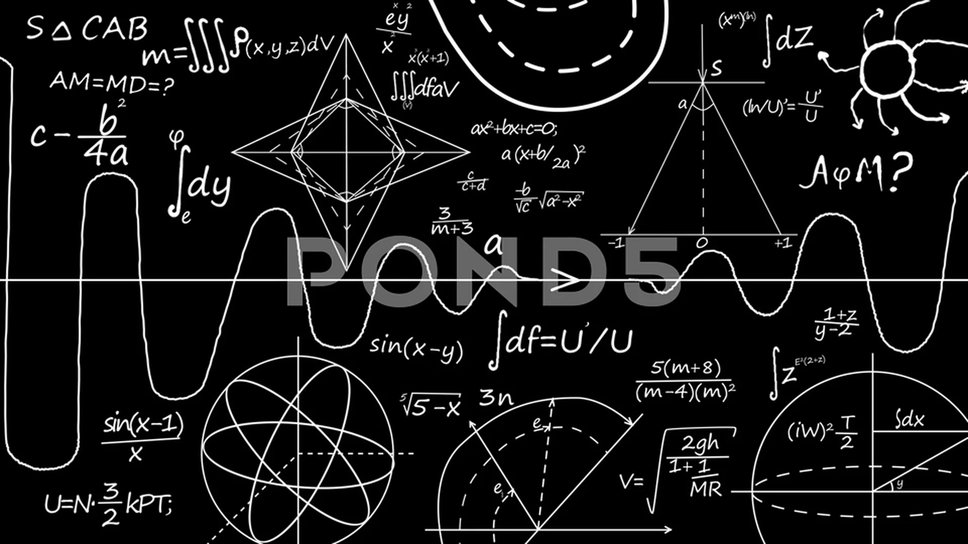 Math equations. Writing a mathematics formula on blackboard.