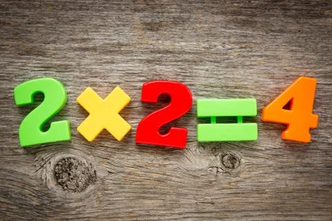 Math example with numbers magnets Stock Photos