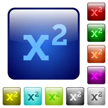 Math exponentiation color square buttons Illustrazione stock