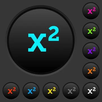 Math exponentiation dark push buttons with color icons Illustrazione stock