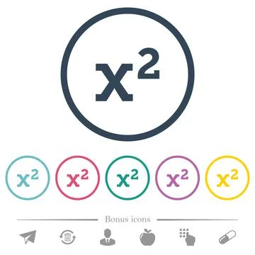 Math exponentiation flat color icons in round outlines Illustrazione stock
