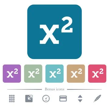 Math exponentiation flat icons on color rounded square backgrounds Illustrazione stock