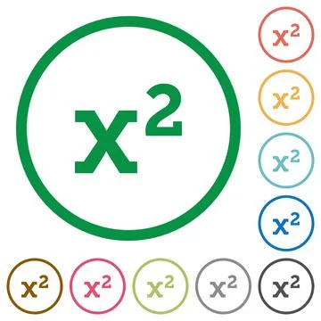 Math exponentiation flat icons with outlines Illustrazione stock