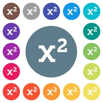 Math exponentiation flat white icons on round color backgrounds Illustrazione stock