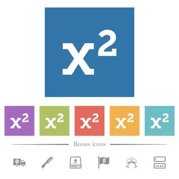 Math exponentiation flat white icons in square backgrounds Illustrazione stock
