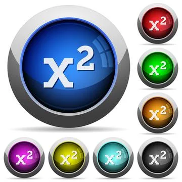 Math exponentiation round glossy buttons Illustrazione stock