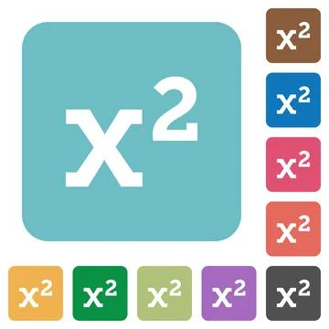 Math exponentiation rounded square flat icons Illustrazione stock