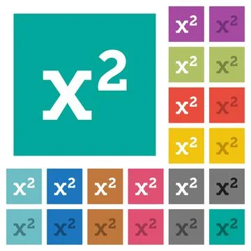 Math exponentiation square flat multi colored icons Illustrazione stock